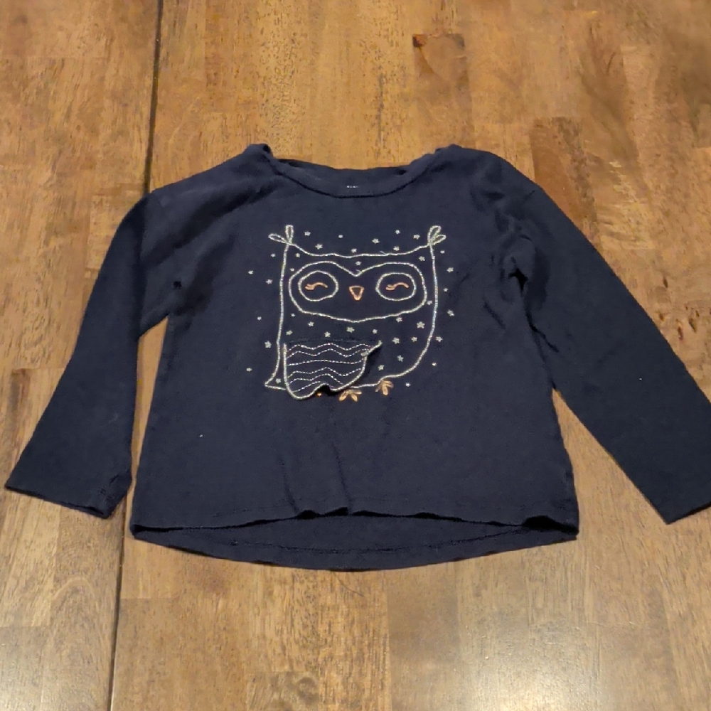 GAP Dark Blue Kids Long Sleeve Owl Tee